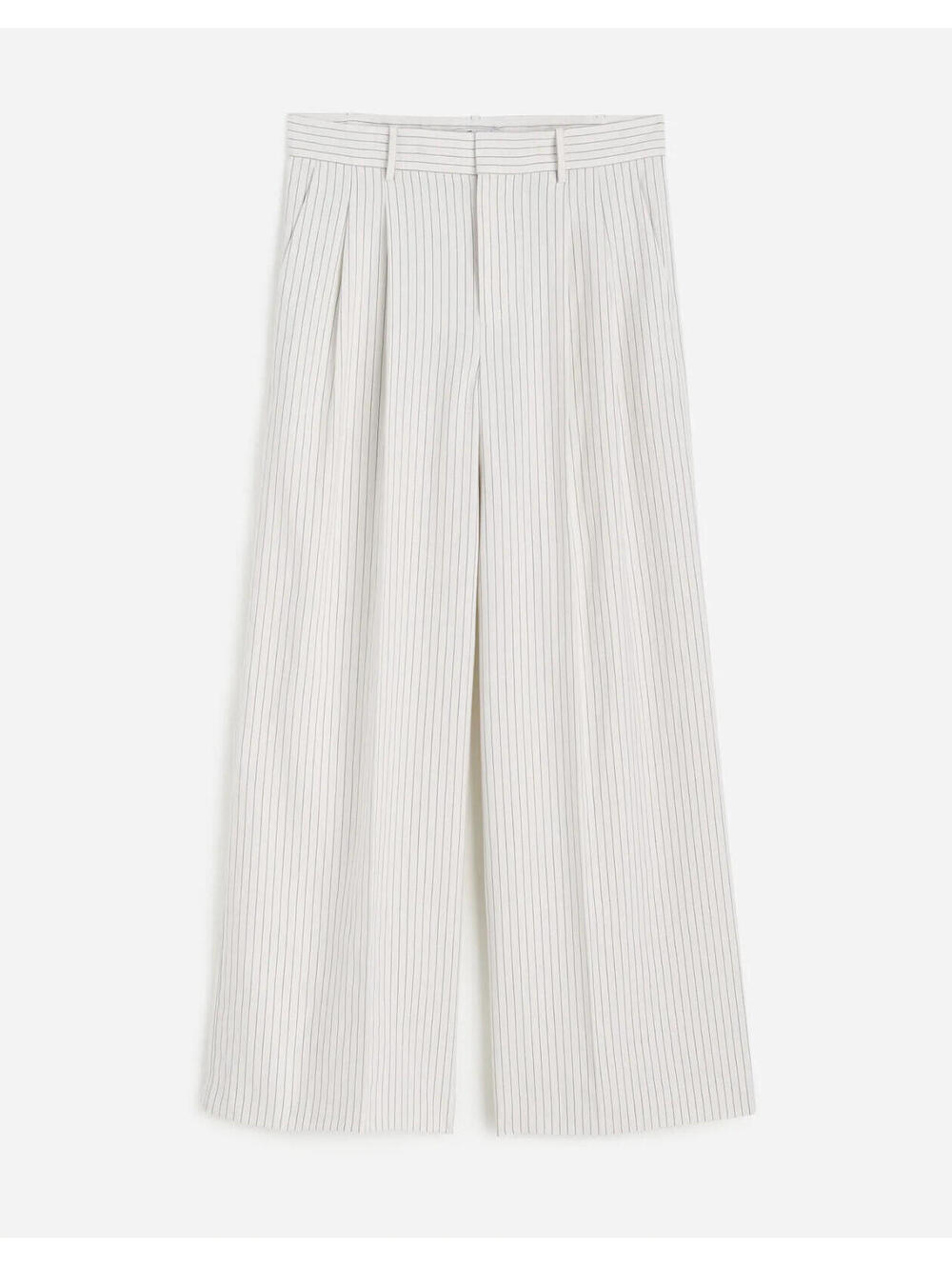 NEW Madewell The Harlow Wide Leg Trouser Pant Ivory/Black Pinstripe Linen Size 8
